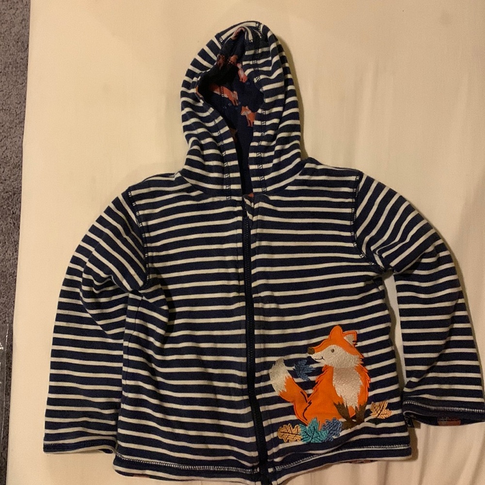 Jojo Maman Bebe reversible fox hoodie with appliqué and embroidery